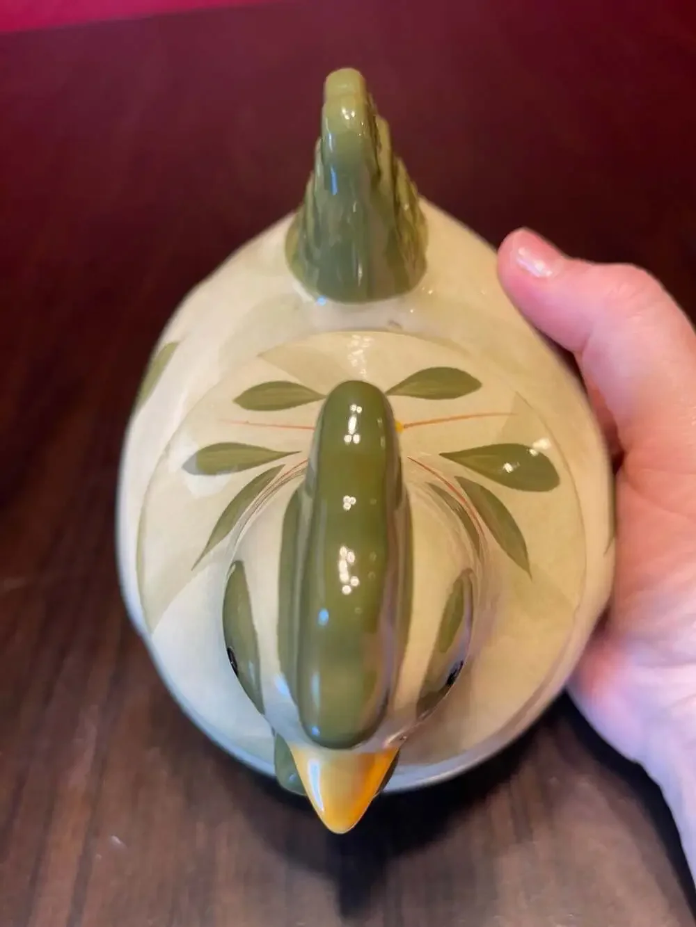 Temp-Tations Old World Figural Chicken Sugar Bowl Green